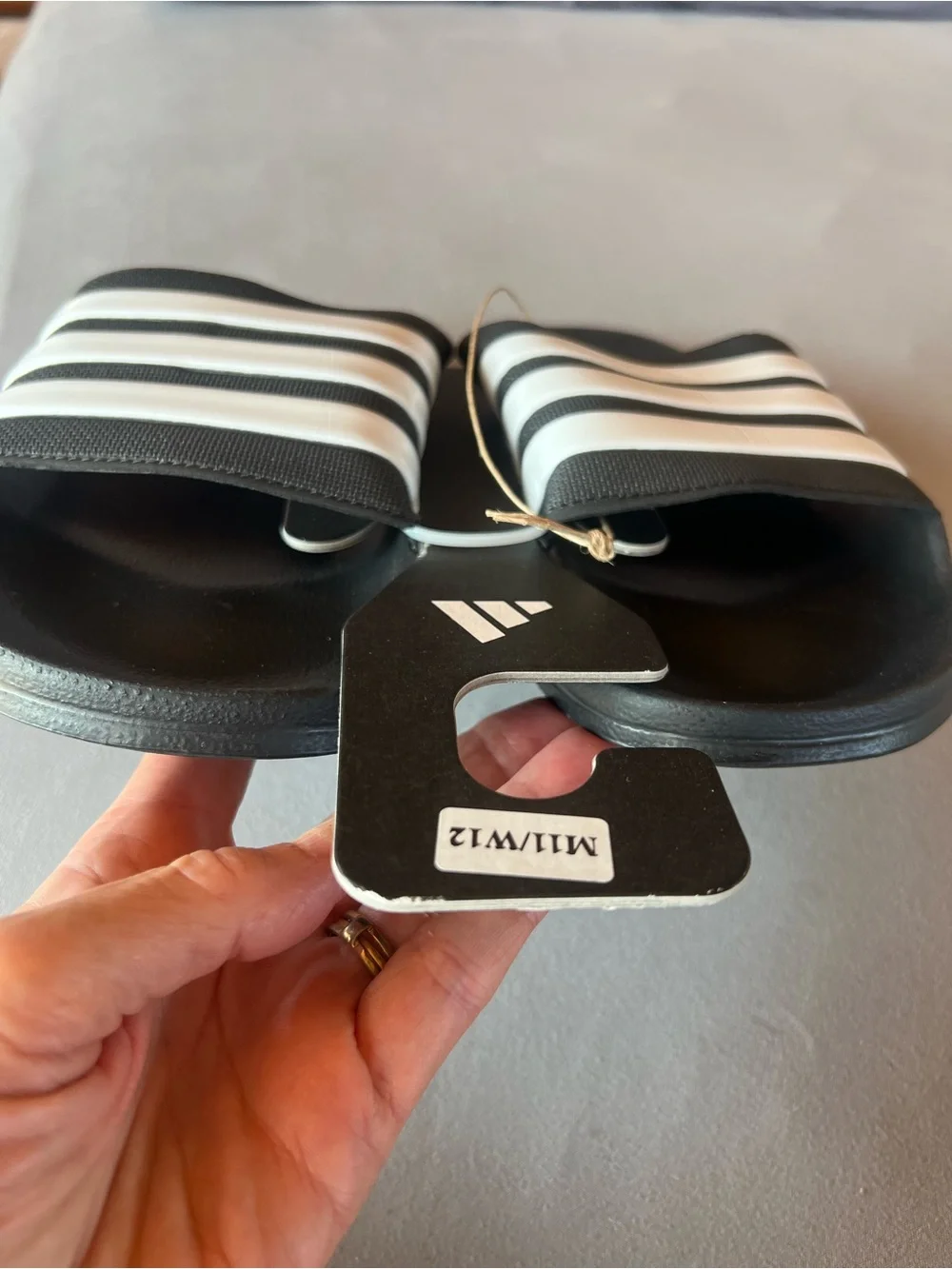 Adidas Black Cloud Foam Adilette Shower Slides.  Fits men’s 11 & women’s 12, new